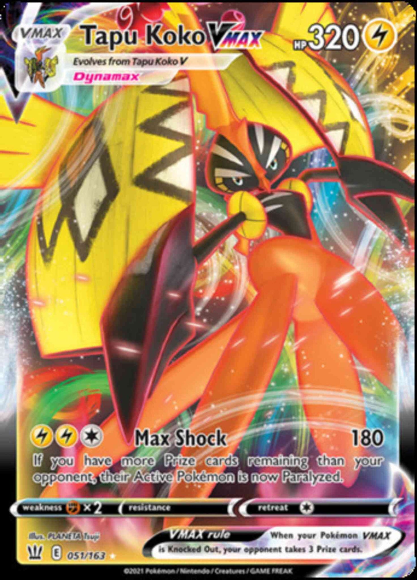 Tapu Koko VMAX - 051/163 - Rare Holo VMAX [swsh5-051] [Ultra]