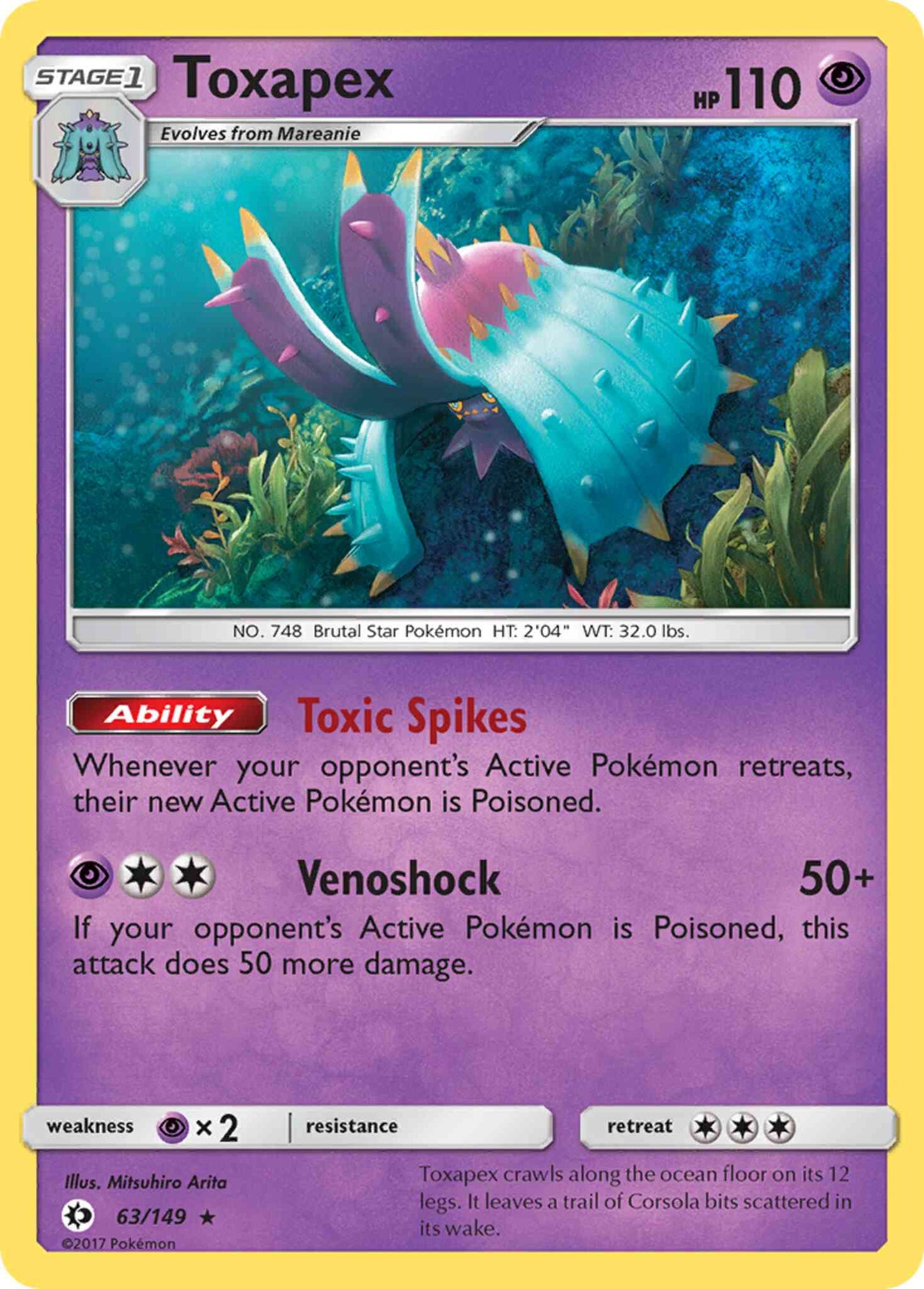 Toxapex - 63/149 - Rare Holo [sm1-63] [Holo]