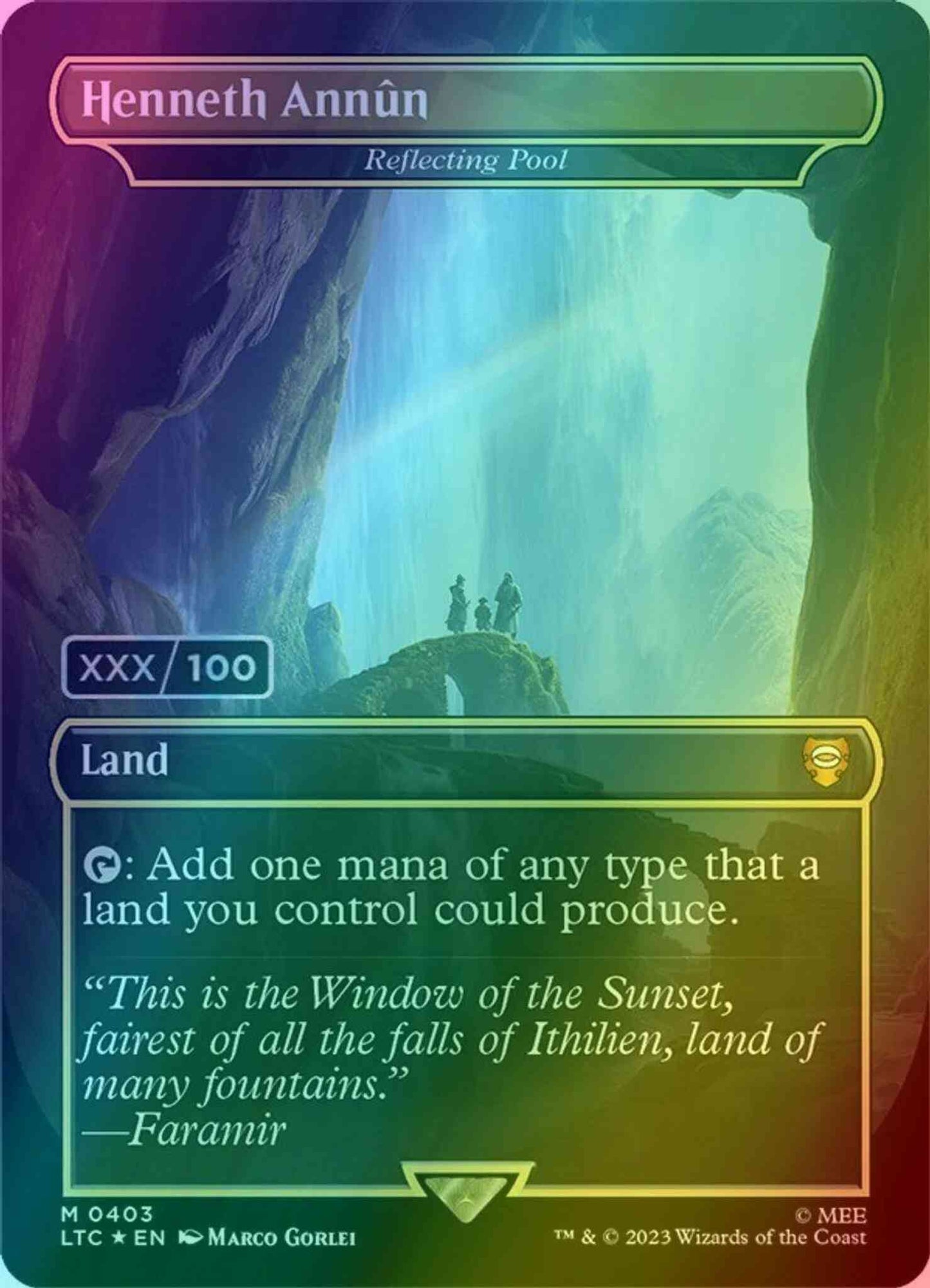 Henneth Annûn - Reflecting Pool - Serial Numbered [403z] [Borderless] [Realms and Relics] [The Lord of the Rings: Tales of Middle-earth: Commander] [Foil]