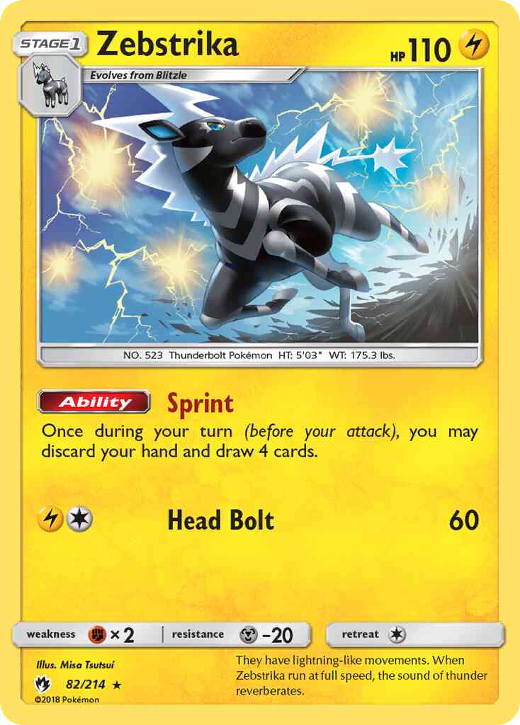Zebstrika - 82/214 - Rare [sm8-82] [Reverse Holo]