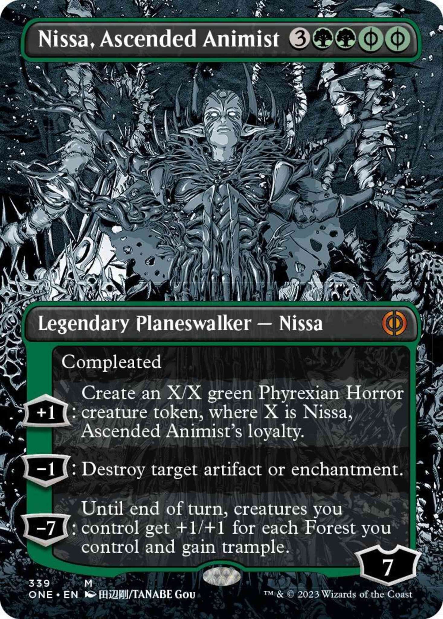 Nissa, Ascended Animist [339] [Borderless] [Manga] [Phyrexia: All Will Be One] [Non-Foil]