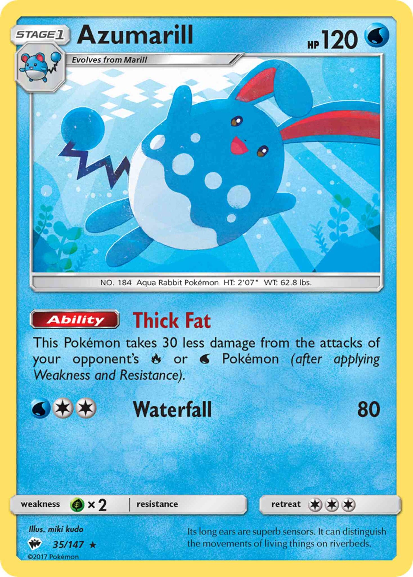 Azumarill - 35/147 - Rare [sm3-35] [Non-Holo]