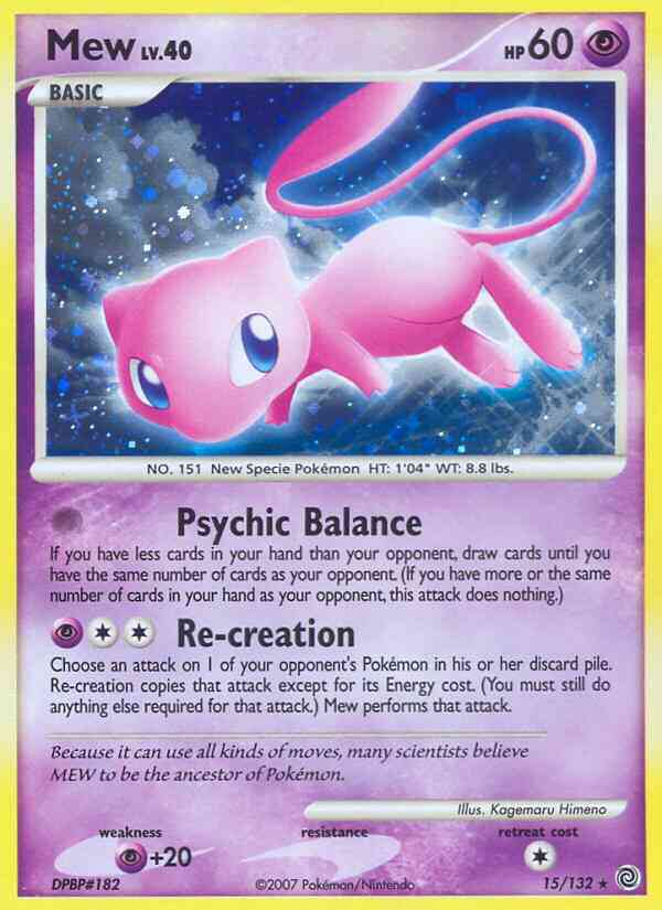 Mew - 15/132 - Rare Holo [dp3-15] [Reverse Holo]