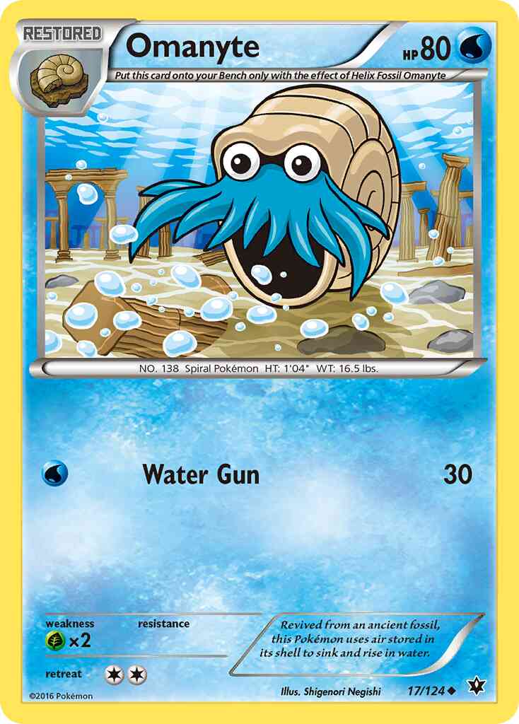 Omanyte - 17/124 - Uncommon [xy10-17] [Reverse Holo]