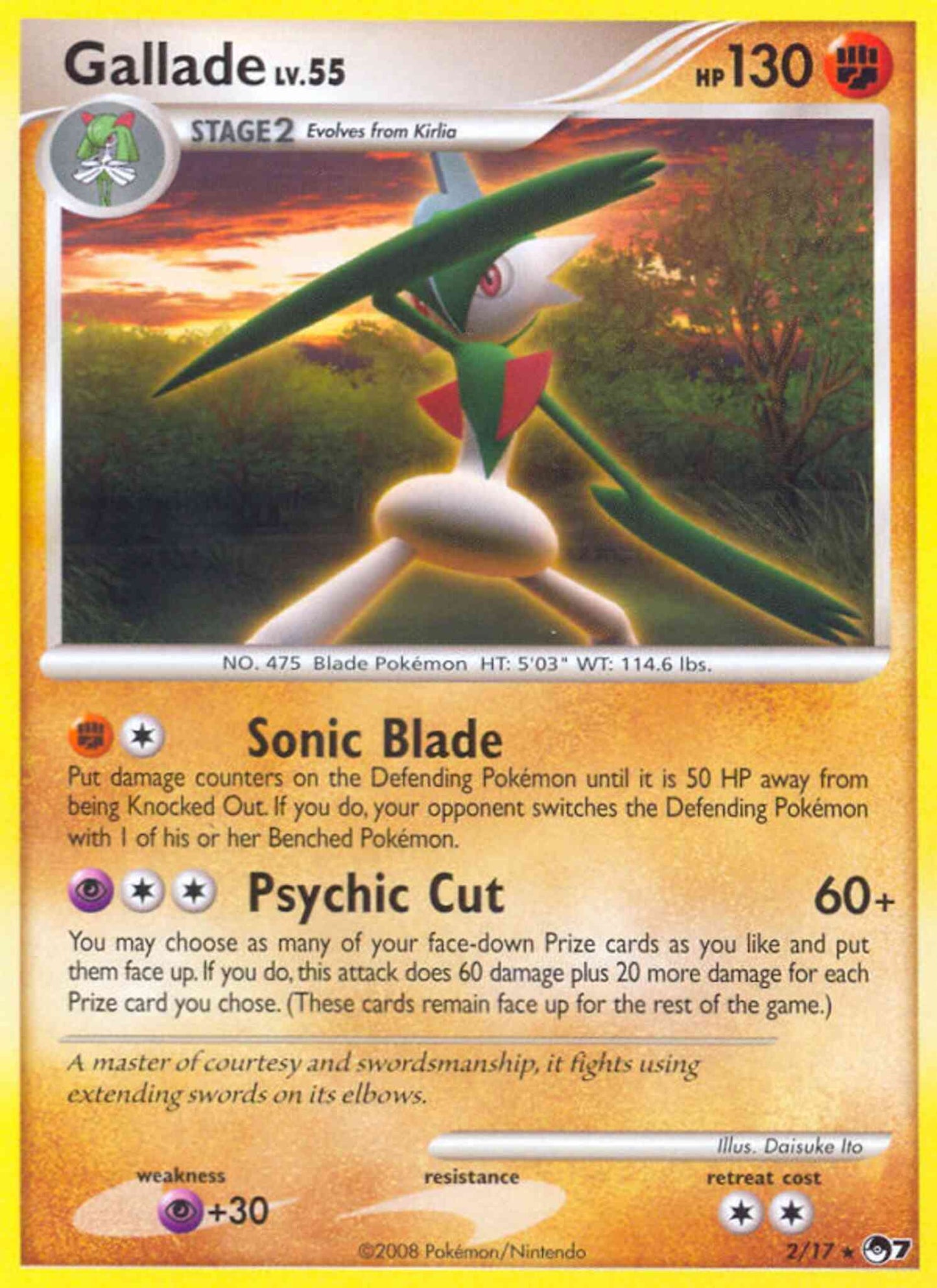 Gallade - 2/17 - Rare [pop7-2] [Non-Holo]