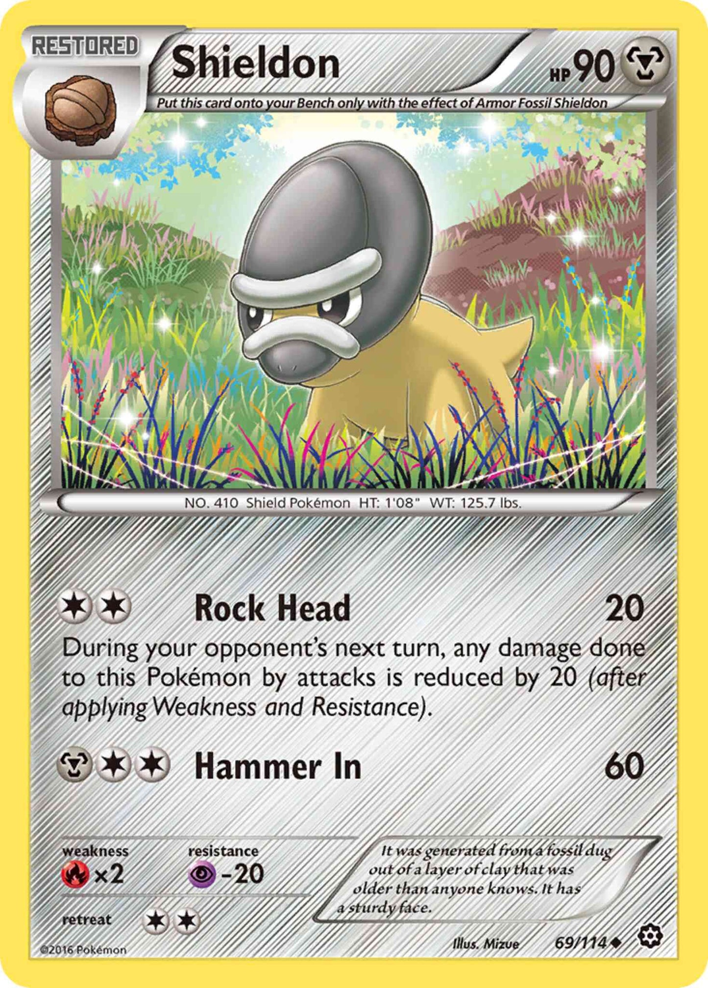 Shieldon - 69/114 - Uncommon [xy11-69] [Reverse Holo]