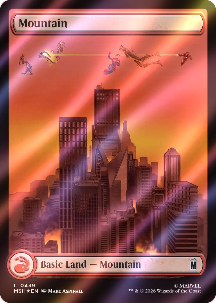 Mountain [439] [Full Art] [City Chaos] [Marvel Super Heroes] [Surge Foil]