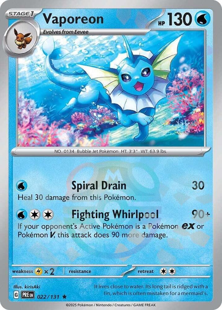 Vaporeon - Master Ball Pattern - 022/131 - Rare [sv085-022] [Reverse Holo]