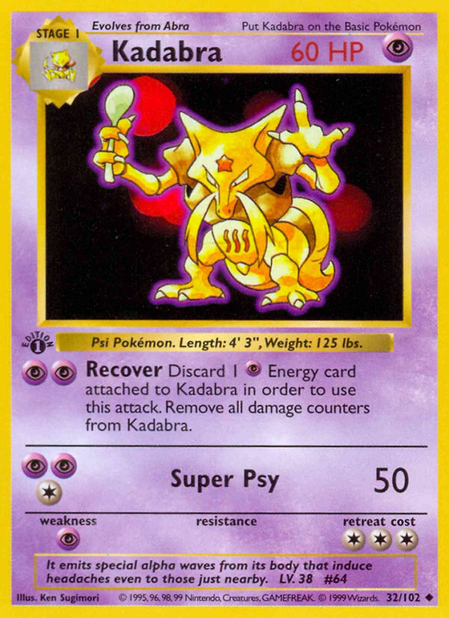 Kadabra - 32/102 - Uncommon - 1st Edition [base1-32] [Non-Holo]