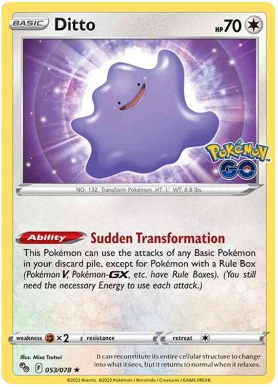 Bidoof - Ditto Unpeeled Sticker - 059/078 - Common [pgo-059] [Reverse Holo]