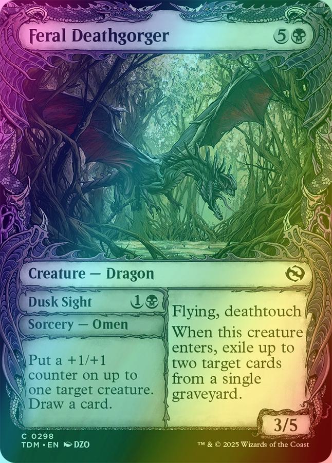 Feral Deathgorger // Dusk Sight [298] [Draconic Frame Showcase] [Tarkir: Dragonstorm] [Foil]