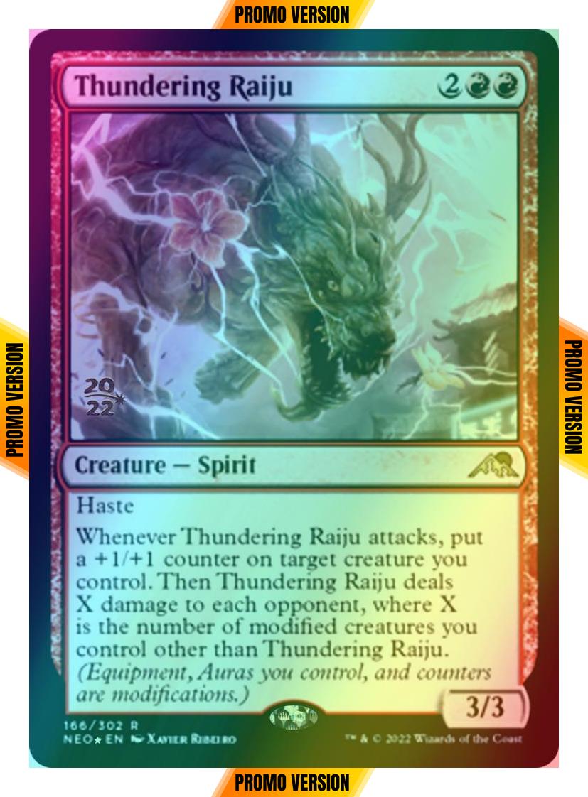 Thundering Raiju [Prerelease] [166s] [Kamigawa: Neon Dynasty: Promos] [Foil]