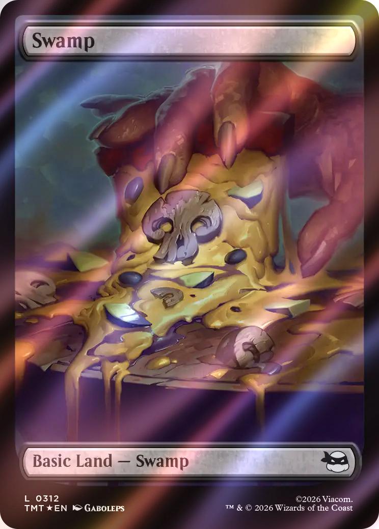Swamp [312] [Full Art] [Pizza Basic Land ] [Teenage Mutant Ninja Turtles] [Surge Foil]
