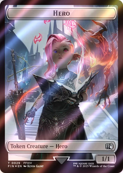 Bird Token (04) // Hero Token (29) [FINAL FANTASY: Commander: Tokens] [Surge Foil]