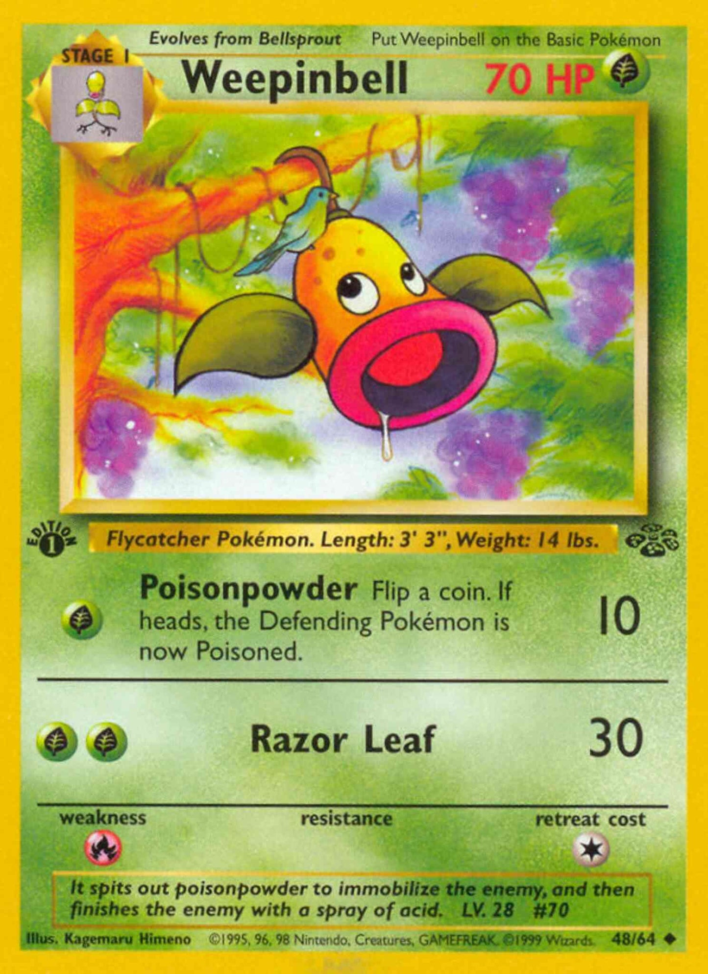 Weepinbell - 48/64 - Uncommon - 1st Edition [base2-48] [Non-Holo]