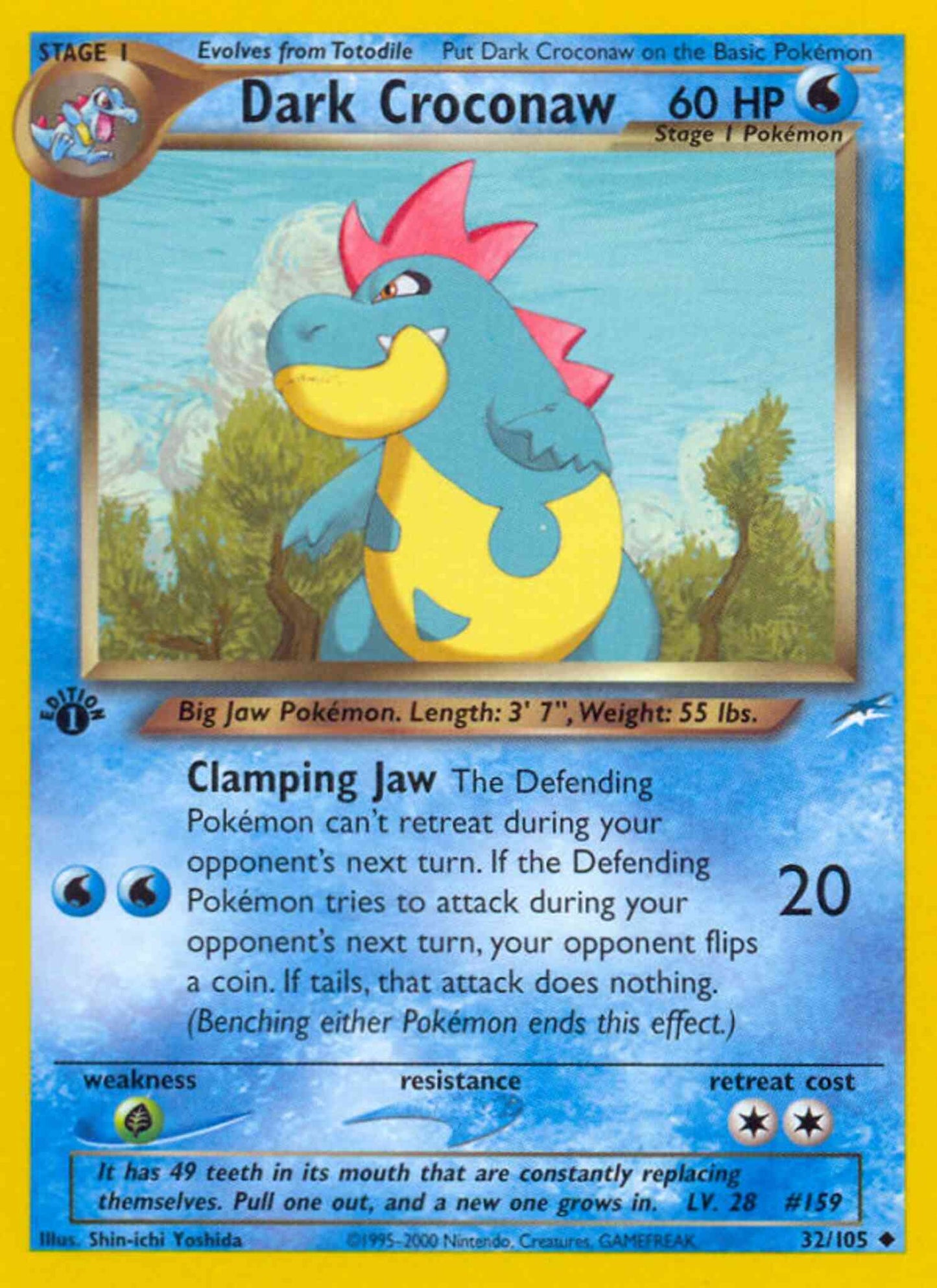 Dark Croconaw - 32/105 - Uncommon - 1st Edition [neo4-32] [Non-Holo]