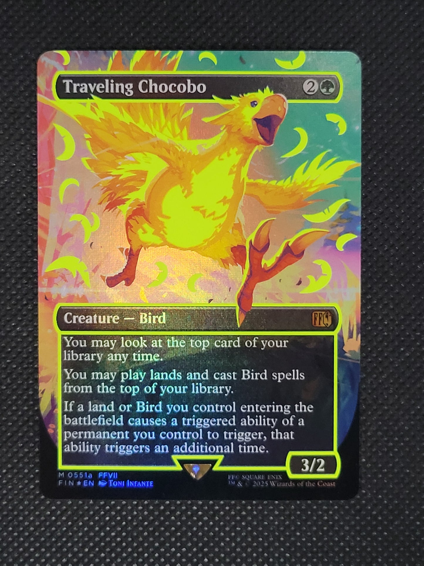 Traveling Chocobo — Borderless|Neon Ink Showcase|Yellow|Foil — ID 18068