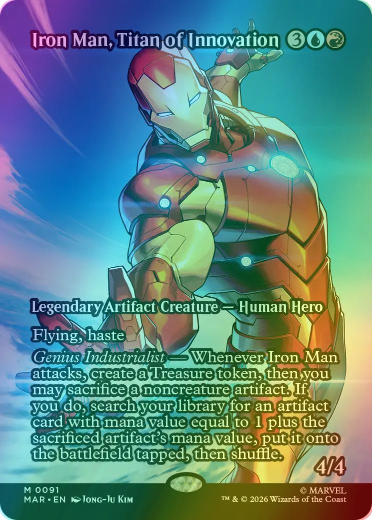 Iron Man, Titan of Innovation [91] [Borderless] [Source Material] [Marvel Universe] [Foil]