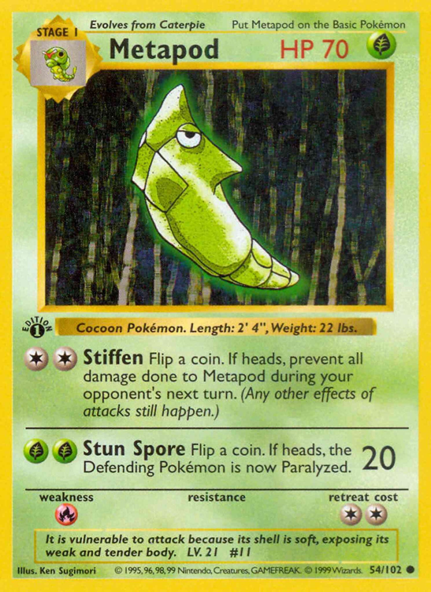 Metapod - 54/102 - Common - 1st Edition [base1-54] [Non-Holo]