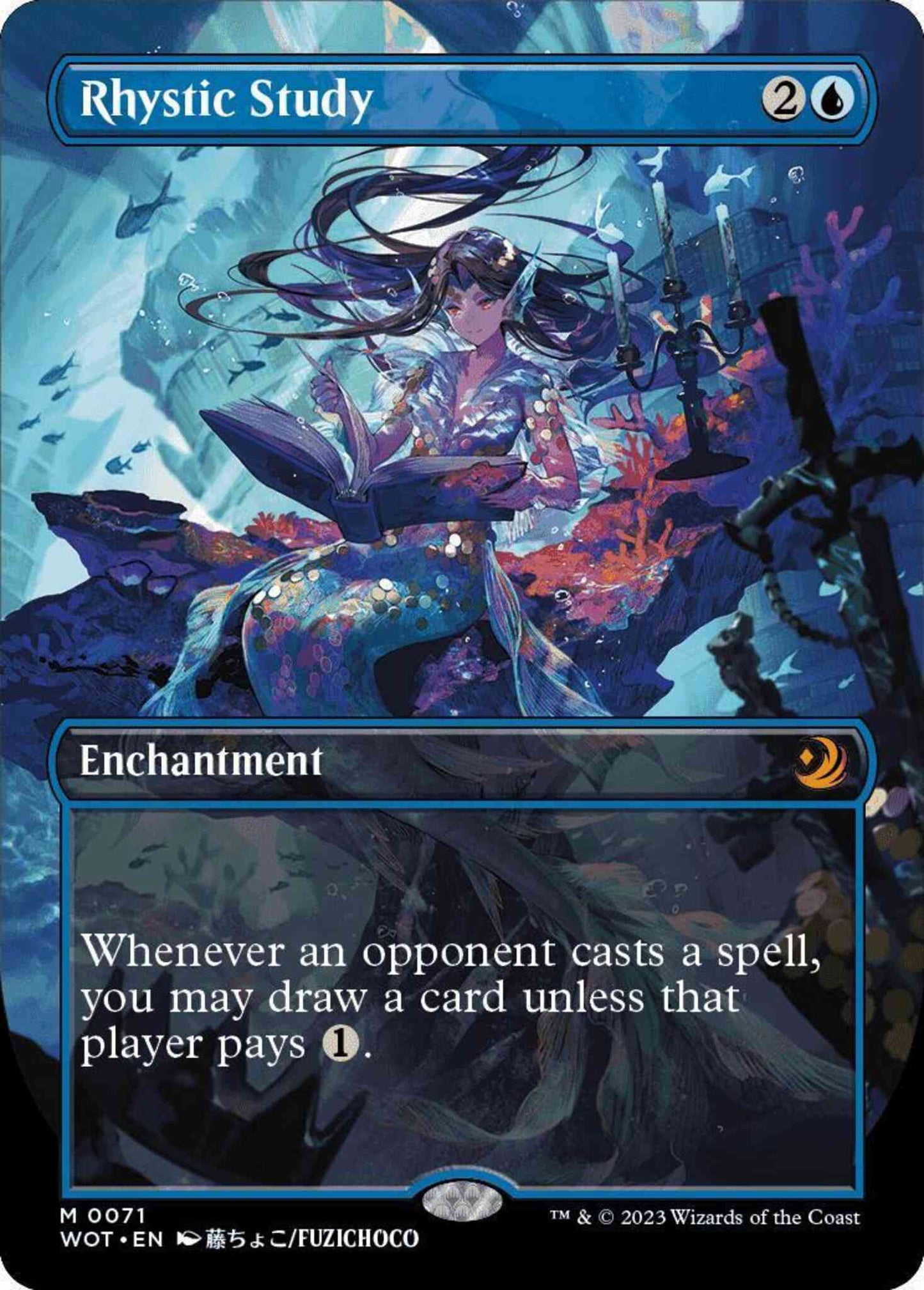 Rhystic Study [71] [Borderless] [Anime] [Wilds of Eldraine: Enchanting Tales] [Non-Foil]