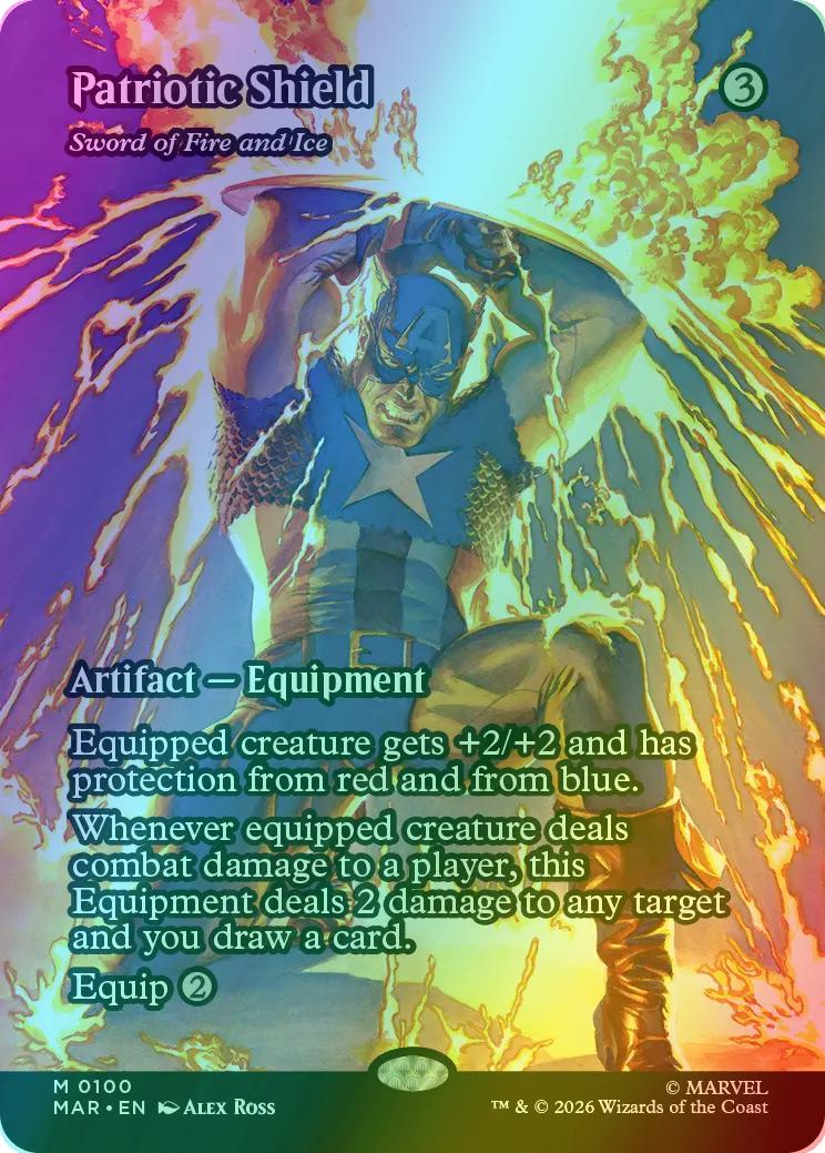 Patriotic Shield - Sword of Fire and Ice [100] [Borderless] [Source Material] [Marvel Universe] [Foil]