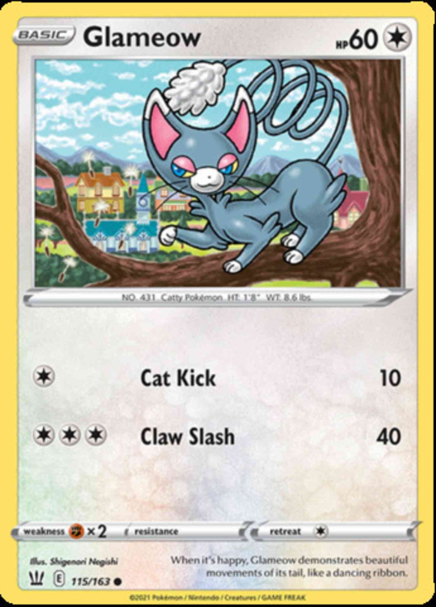 Glameow - 115/163 - Common [swsh5-115] [Reverse Holo]
