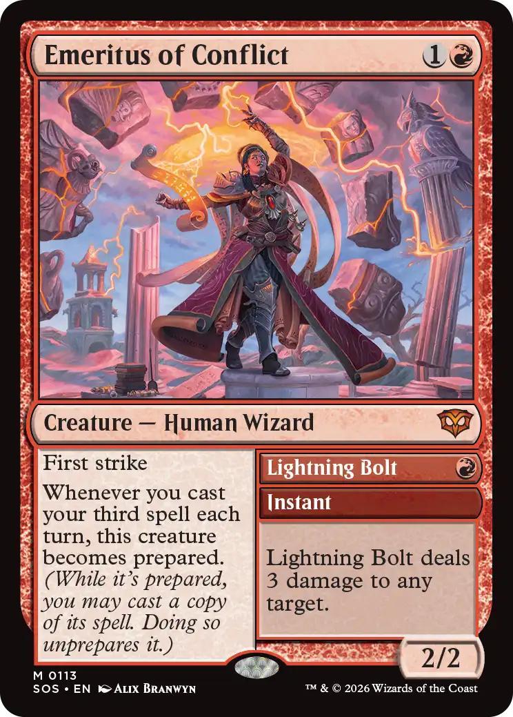 Emeritus of Conflict // Lightning Bolt [113] [Secrets of Strixhaven] [Non-Foil]