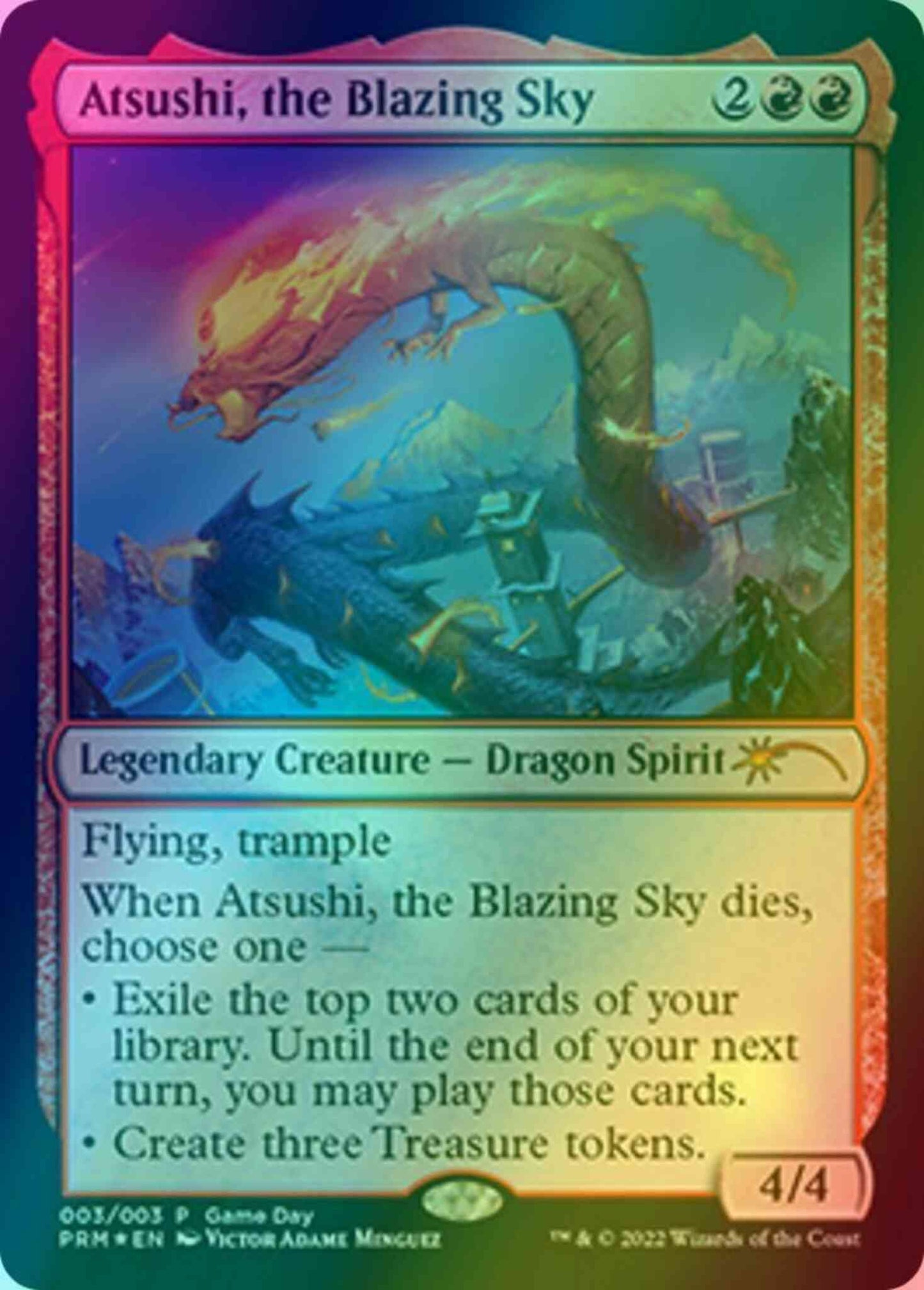 Atsushi, the Blazing Sky [Game Day] [3] [Wizards Play Network 2022] [Foil]