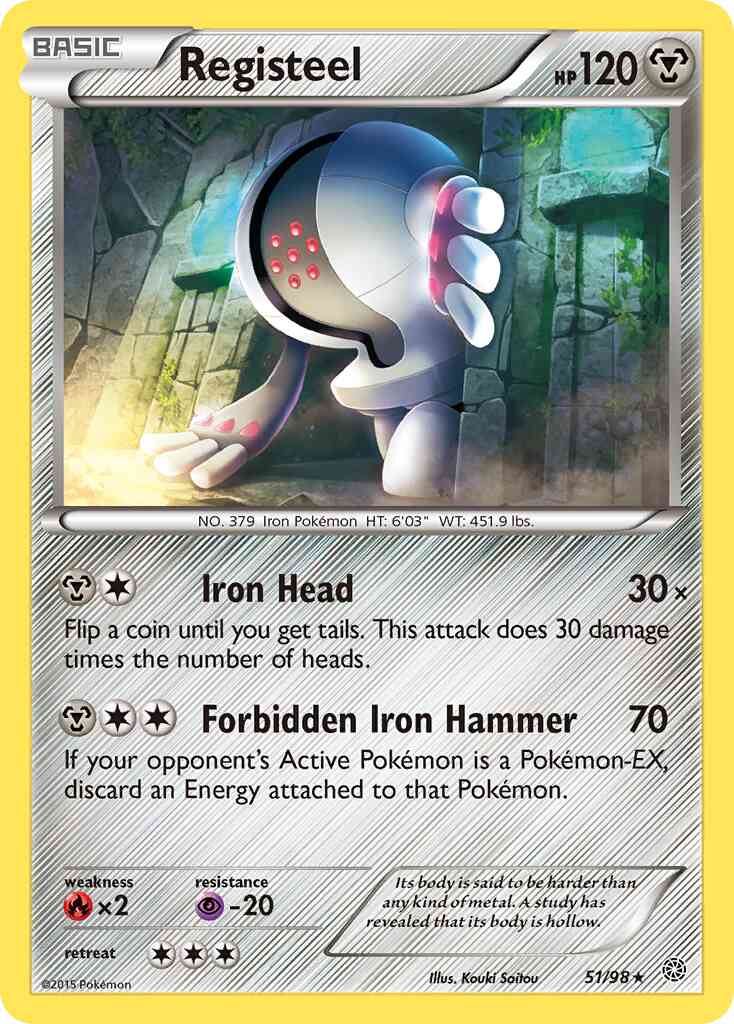 Registeel - 51/98 - Rare [xy7-51] [Reverse Holo]