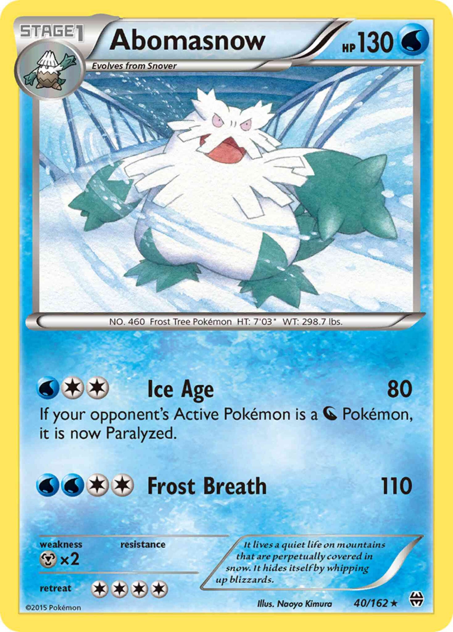 Abomasnow - 40/162 - Rare [xy8-40] [Reverse Holo]