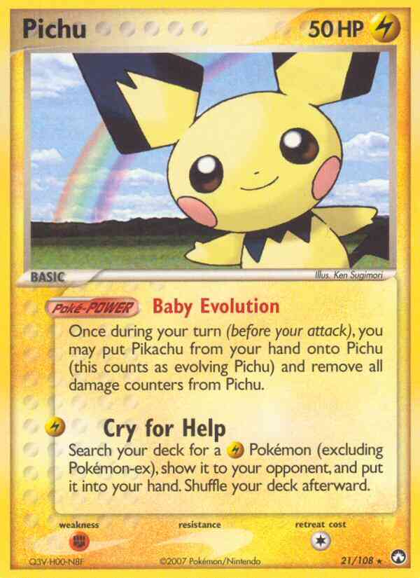 Pichu - 21/108 - Rare [ex16-21] [Reverse Holo]