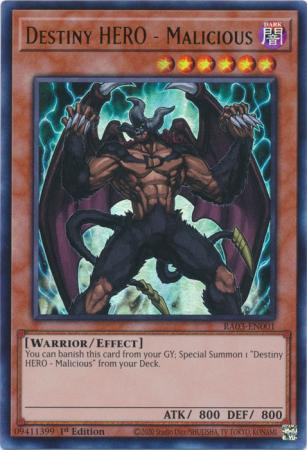 Destiny HERO - Malicious - RA03-EN001 - Ultra Rare - 1st Edition