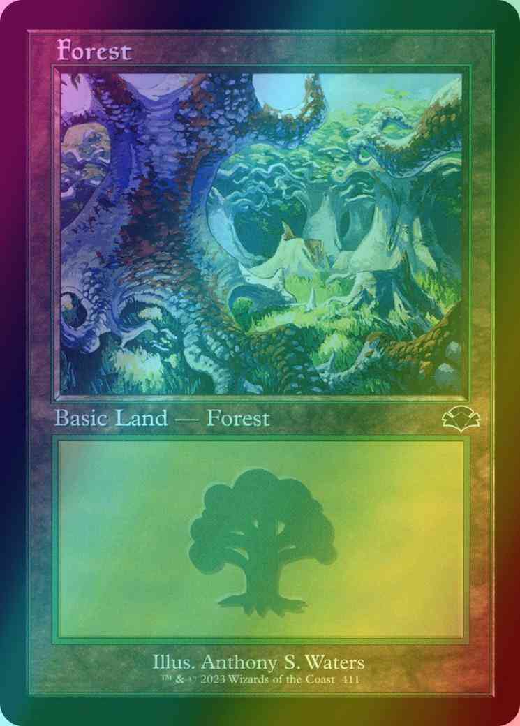 Forest [411] [Retro Frame] [Dominaria Remastered] [Foil]