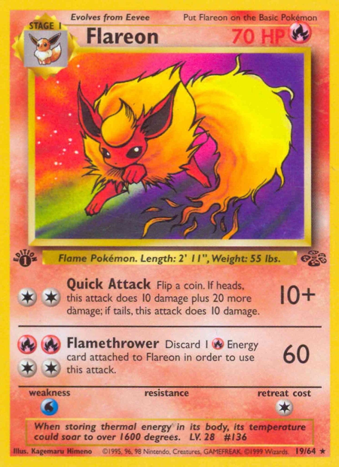 Flareon - 19/64 - Rare - 1st Edition [base2-19] [Non-Holo]