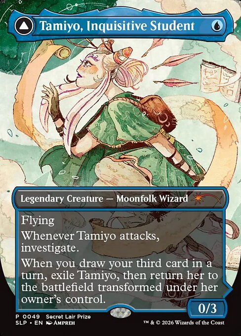 Tamiyo, Inquisitive Student // Tamiyo, Seasoned Scholar [0049] [Borderless] [Secret Lair Promo] [Non-Foil]
