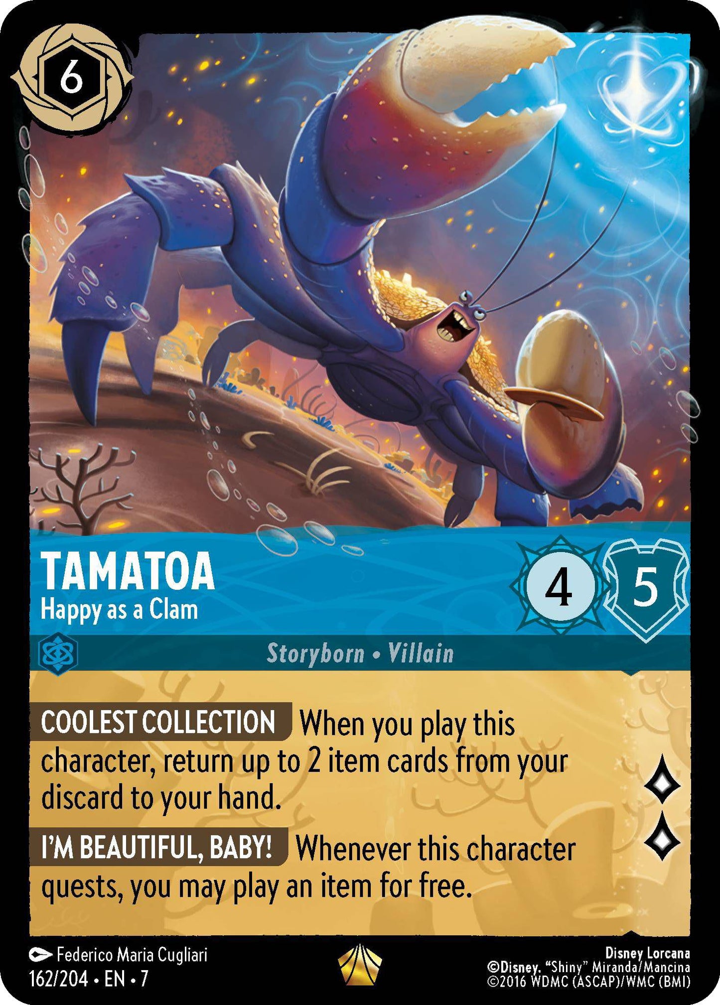 Tamatoa - Happy as a Clam - 162/204 [Archazia's Island] [Non-Foil]