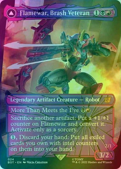 Flamewar, Brash Veteran // Flamewar, Streetwise Operative [24] [Borderless] [Shattered Glass] [Universes Beyond: Transformers] [Foil]