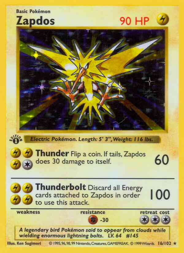 Zapdos - 16/102 - Rare - 1st Edition [base1-16] [Holo]