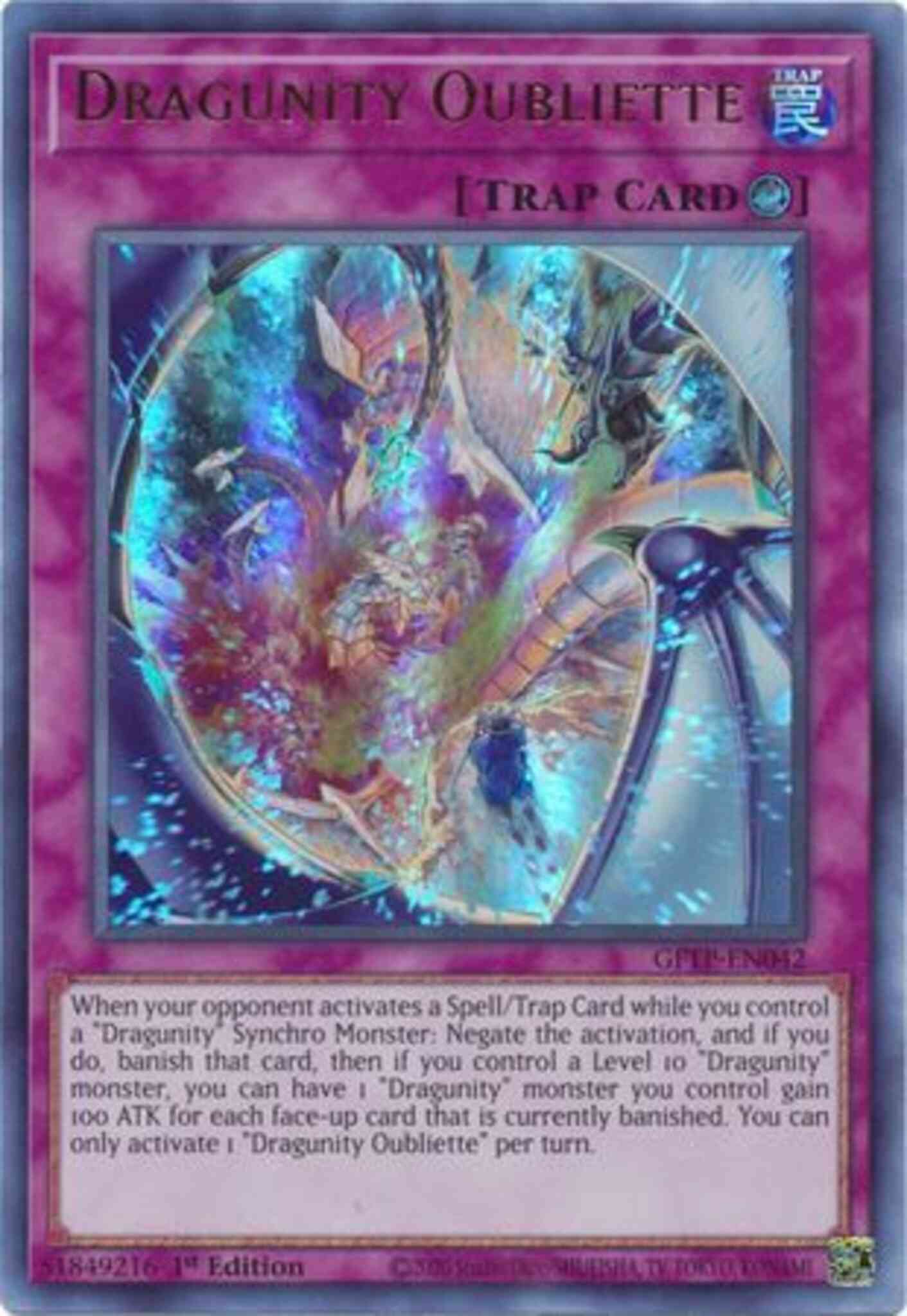 Dragunity Oubliette - GFTP-EN042 - Ultra Rare - 1st Edition