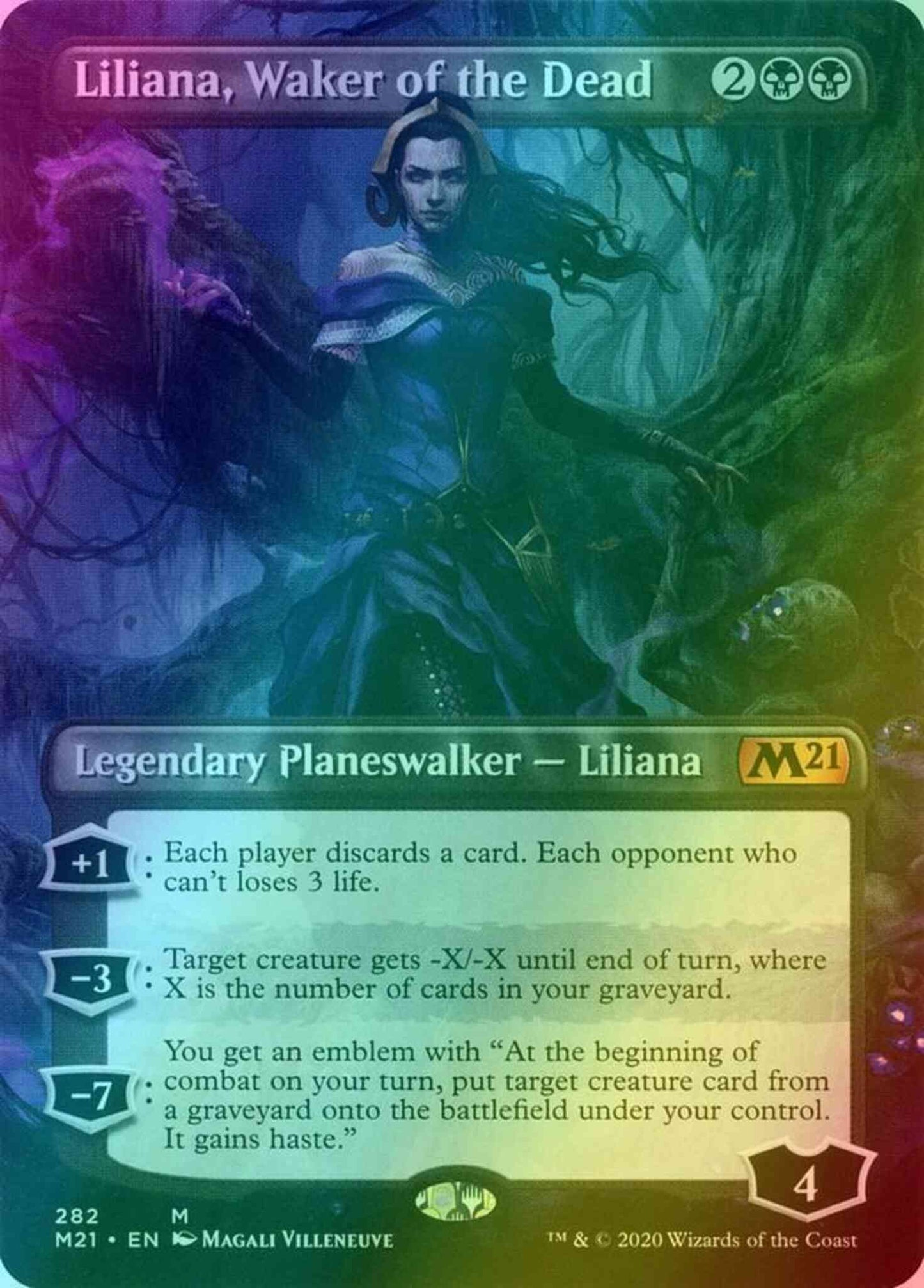 Liliana, Waker of the Dead [282] [Borderless] [Core Set 2021] [Foil]