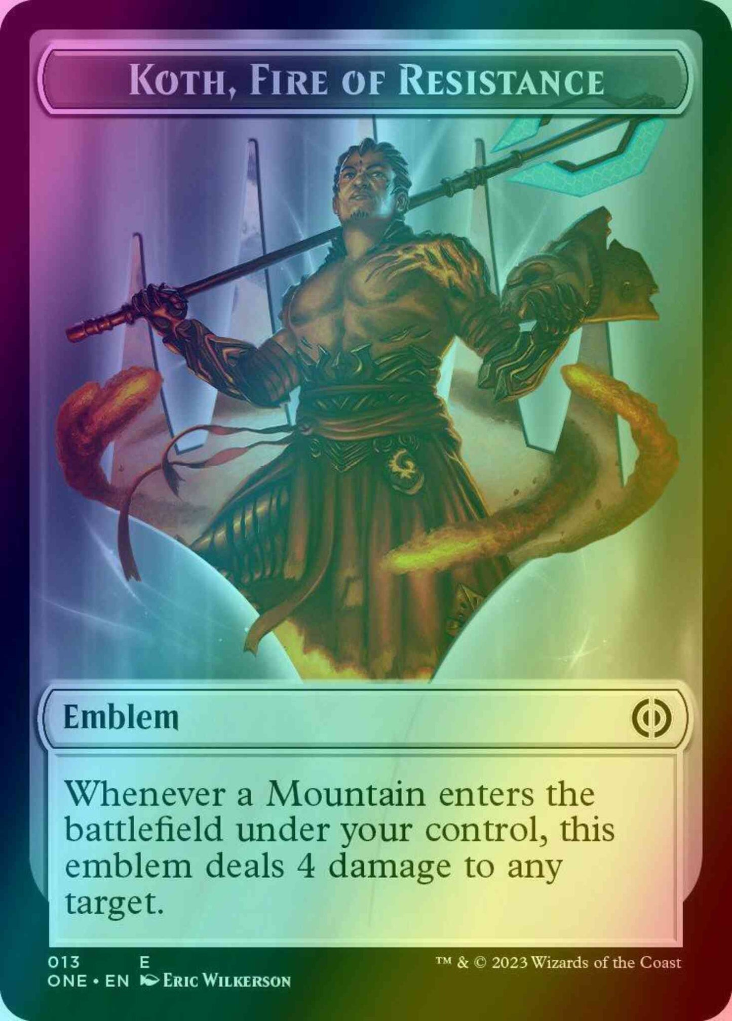 Koth, Fire of Resistance Emblem (13) // Phyrexian Mite Token (11) [Phyrexia: All Will Be One: Tokens] [Foil]