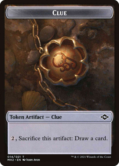 Clue Token (14) // Human Token (02) [MH2/ELD Set Symbol] [Challenger Deck 2022 Tokens] [Non-Foil]