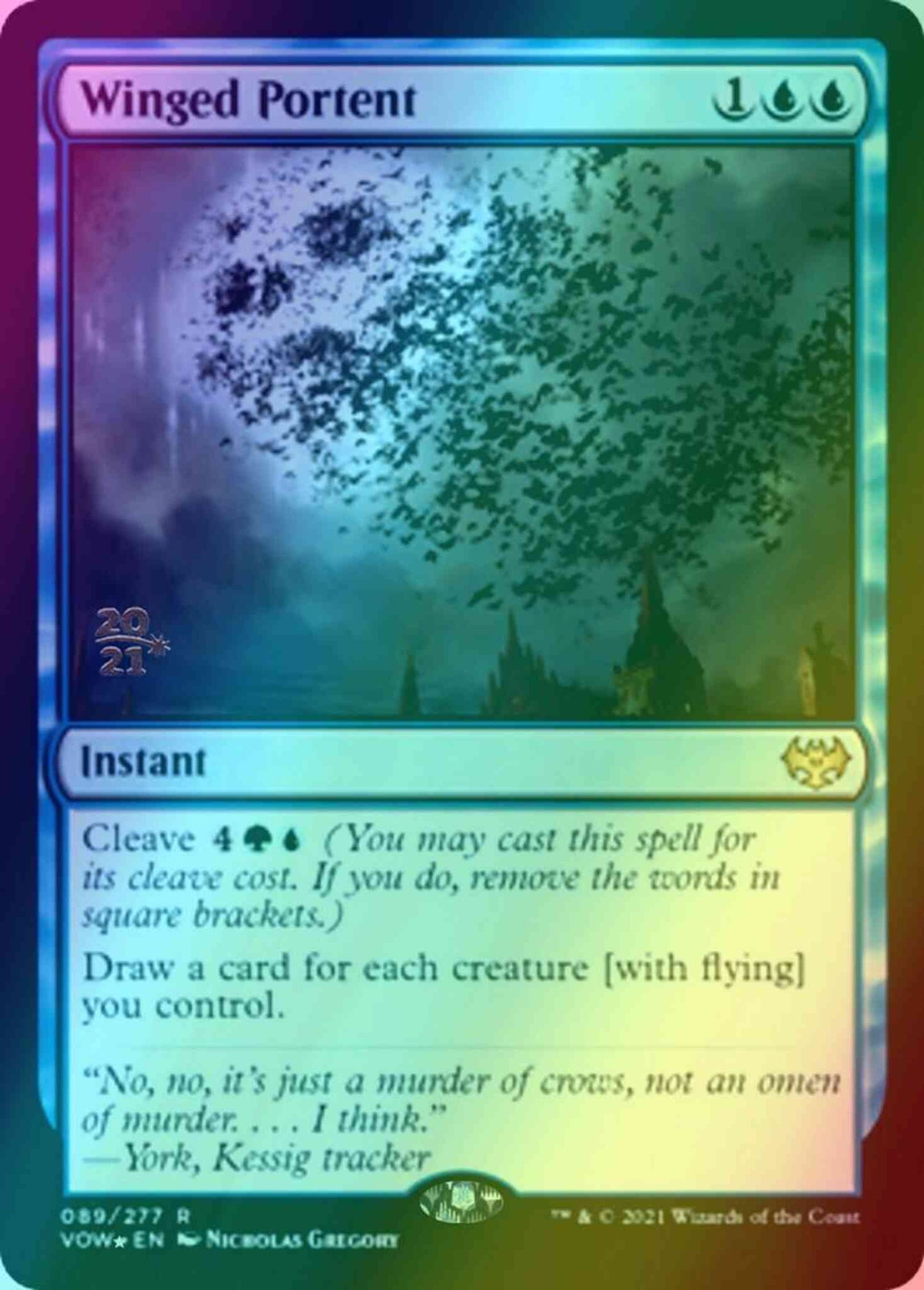 Winged Portent [Prerelease] [89s] [Innistrad: Crimson Vow: Promos] [Foil]