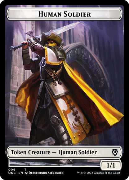 Elephant Token (14) // Human Soldier Token (06) [Phyrexia: All Will Be One: Commander: Tokens] [Non-Foil]