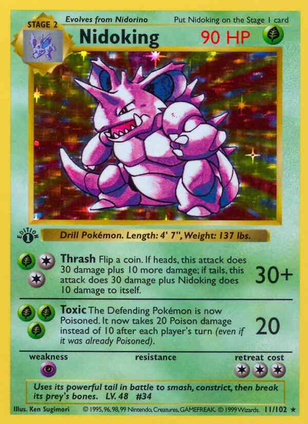 Nidoking - 11/102 - Rare - 1st Edition [base1-11] [Holo]