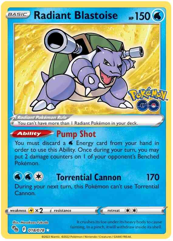 Radiant Blastoise - 018/078 - Radiant Rare [pgo-018] [Holo]