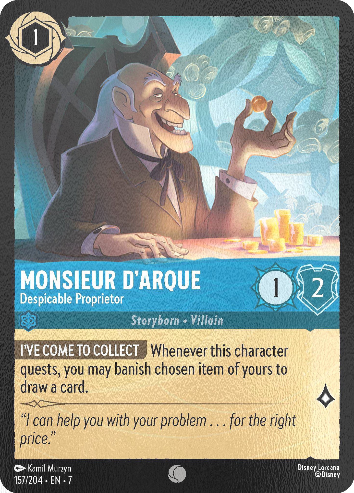 Monsieur D'Arque - Despicable Proprietor - 157/204 [Archazia's Island] [Cold Foil]
