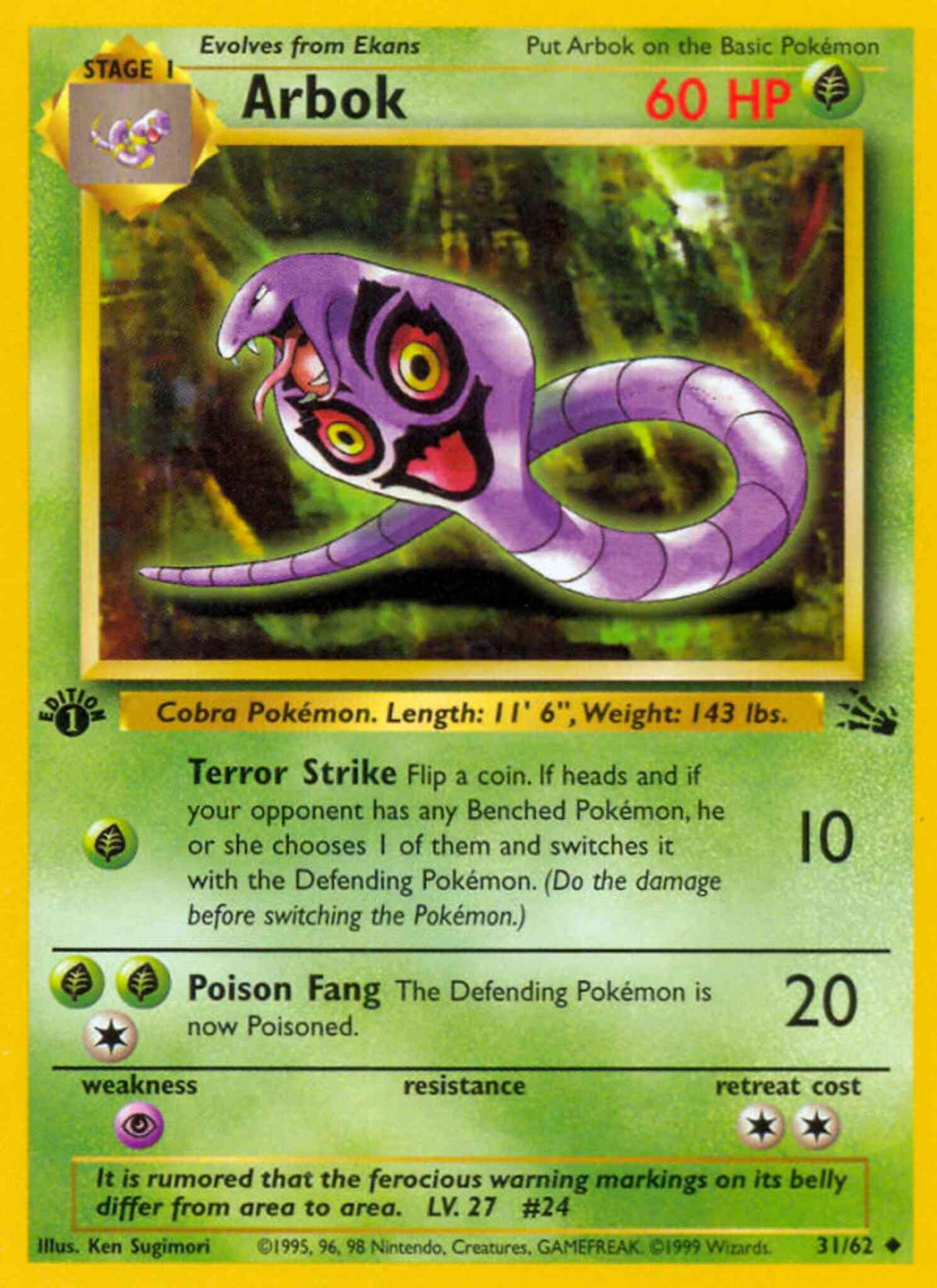 Arbok - 31/62 - Uncommon - 1st Edition [base3-31] [Non-Holo]