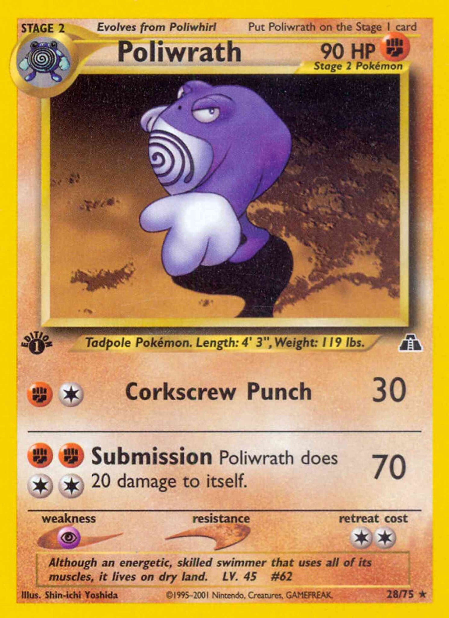 Poliwrath - 28/75 - Rare - 1st Edition [neo2-28] [Non-Holo]