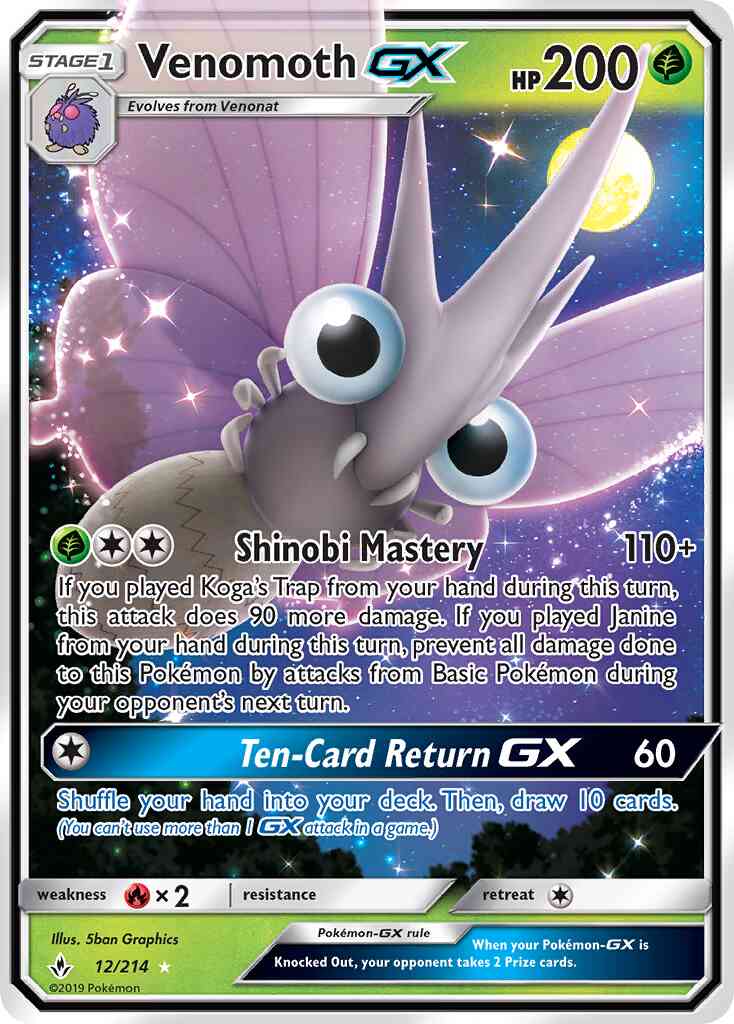 Venomoth-GX - 12/214 - Rare Holo GX [sm10-12] [Ultra]